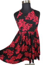 Torrid Black Red Floral Rose Print Ponte High Neck Skater Dress Plus Size 14 - £31.38 GBP