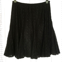 Black Lace Overlay Skirt Size 14 Lined Gypsy Boho Godet Hem Elastic Wais... - £27.54 GBP