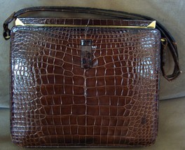 LUCILLE DE PARIS Original Alligator Handbag Purse Bag Satchel Reptile Vi... - £262.03 GBP