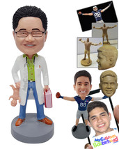 Personalized Bobblehead Colorful Crazy Pediatrcian doctor holding a baby upsided - £71.56 GBP
