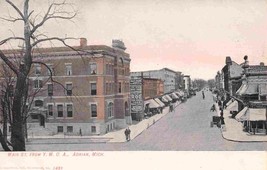 Main Street from YMCA Adrian Michigan 1910c postcard - $7.43