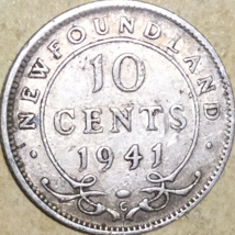 1941 Newfoundland Silver 10 Cents - £4.54 GBP