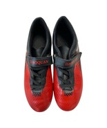 Daoquan Red & Black Soccer Cleats With Hook and Loop Strap & Laces