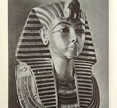 1942 Egypt Gold Mask of Tutankhamun Historical Print Antique Ephemera 8x5  - $20.98