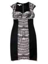 Boston Proper Black Lace Print Colorblock Scuba Stretch Sheath Dress 4 - £7.88 GBP
