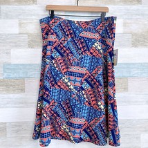 LuLaRoe Stretchy Crepe Azure Skirt Pink Blue Geo Print Womens Plus Size 3XL - £23.29 GBP