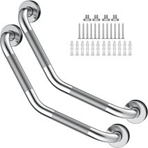 16 Inch Angled Grab Bar 2 Pack, ZUEXT Anti Slip Shower Grab Bar Handles,Chrome - £22.42 GBP