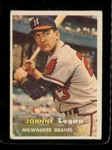 Vintage 1957 Baseball Trading Card Topps #4 Johnny Logan Milwaukee Braves - £8.58 GBP