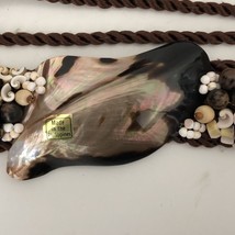 Vtg Sea Shell Tie Belt One Size Woven Rope Braided Waist Hippie Boho Bea... - $16.29