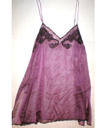 New NWT $395 Designer Josie Natori Silk Lace Womens L Purple Chemise Gow... - $391.05