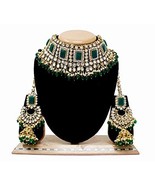 Gold Plated Traditional Handcrafted Faux Kundan &amp; Pearl Studded Bridal C... - $76.80 CAD
