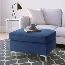 Blue Rectangle Storage Ottoman - Versatile Footstool for Living Room - $95.99