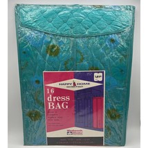 Vtg Woolworth Jumbo Vinyl Dress Bag Retro Floral MCM Garment Blue Green NEW - $570.03 MXN
