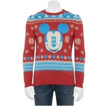 Disney Mickey Mouse Men&#39;s Holiday Christmas Sweater XL Red Blue New NWT - £25.64 GBP