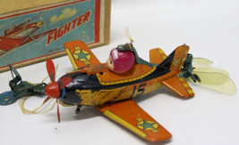 Vintage NOMURA (Japan) Tin &amp; Celluloid Wind-up Toy Fighter Plane 15A Air... - $1,350.00