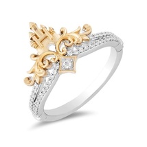 Enchanted Disney Majestic Princess 1/6 CT. T.W. Diamond Castle Silver tiara ring - £75.92 GBP