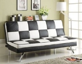 Retro Checker Board Sofa Bed Black White Futon Sleep Furniture Modern Chair Room - $559.50