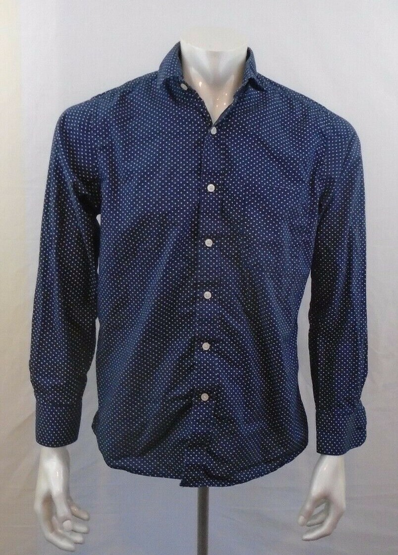 The Savile Row Men&#39;s Diamond Pattern Long Sleeve Blue Button Up Shirt Si... - $7.92