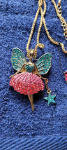 New Betsey Johnson Necklace Fairy Pink Blue Rhinestone Collectible Decorative - £11.98 GBP