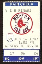 Texas Rangers Boston Red Sox 1987 Ticket Wade Boggs 4 Hits Burks Owen Marzano Hr - £2.99 GBP