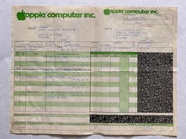 Vtg 1985 Apple Computer Business Sales Order Packing Slip Receipt Bill o... - $24.99