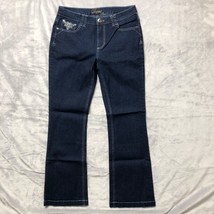 Duplex  Tyte Jeans Womens 10 Blue Dark Wash Denim Silver Stitched Embellished Po - £16.63 GBP