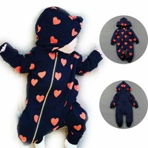 Toddler Baby Boys/Girls Fall Winter Long sleeve Hooded Heart Romper One-Pieces - £14.25 GBP