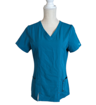 DICKIES Xtreme Stretch Teal Green Medical Scrubs Uniform V-Neck Top Sz Small - £11.86 GBP