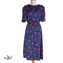 Vintage 1980s Leslie Faye Dress - Lush Roses w Fancy Buttons - Size ML -... - £28.84 GBP