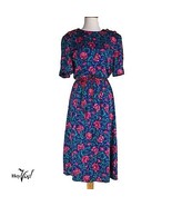 Vintage 1980s Leslie Faye Dress - Lush Roses w Fancy Buttons - Size ML -... - £28.52 GBP
