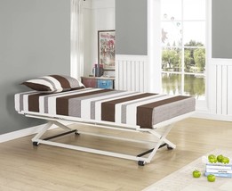 Kb Designs – Twin Size Metal Pop Up Trundle Bed Unit For Daybed, White - £352.21 GBP