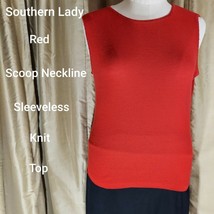 Southern Lady Red Scoop Neckline Sleeveless Knit Size L - £7.83 GBP