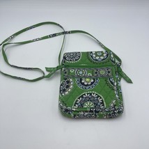 Vera Bradley Crossbody Bag Mini Purse Green Floral Paisley Print 8&quot; x  6&quot; - $16.78