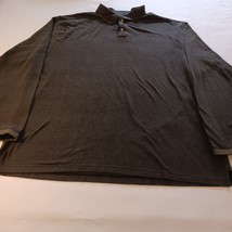 George Men&#39;s 2X Long Sleeve Casual Gray Polo T-Shirt Pullover 2-Button C... - $191.28 MXN