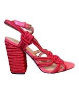 CAbi Tiptoe Red Rope Wrap Block Heel Ankle Strap Sandals, Women&#39;s 8, Wor... - £23.76 GBP