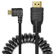 Mini Hdmi To Hdmi Cable Right-Angled Coiled Hdmi To Mini Hdmi Adapter Male High  - £15.97 GBP