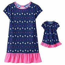 So Girl&#39;s Navy Blue Nautical Ship Nightgown and Doll Gown Set, Size 5-6 - $12.61