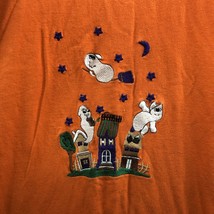 Vintage Malarkey Womens Halloween Shirt Orange  Long Sleeve Embroidered ... - £8.18 GBP