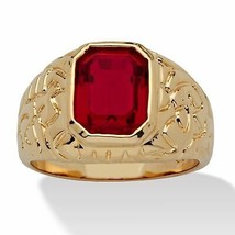 PalmBeach Jewelry Men&#39;s 2.75 TCW Simulated Ruby Yellow Gold-Plated Nugget Ring - £23.89 GBP