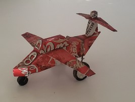COCA-COLA Art Work Bomber AIRPLANE  HandMade w/ COKE Soda CANS Red Origi... - $34.95