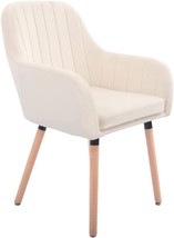 Canglong Mid-Century Modern Accent Chair With Wood Legs Armchair For Home, Beige - £118.66 GBP