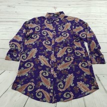 Simply Emma Top Size 1X Paisley Button Down EUC Used Measurements In Description - $30.68