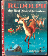 RUDOLPH THE RED-NOSED REINDEER (1958) Little Golden Book hardcover &quot;I&quot; - $11.87