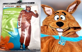 SCOOBY-DOO Adult Union Suit Jumpsuit Hood Pajama Costume Plush Zip Up Spirit NEW - £30.92 GBP