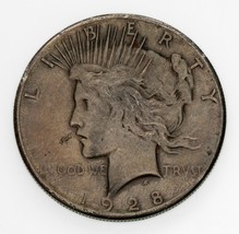 1928 $1 Silver Peace Dollar in Very Fine VF Condition, Toned on Both Sides - £233.62 GBP