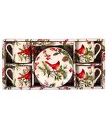8 Piece Red Cardinal Chintz 2.54 Oz Espresso Cup-Saucer Set - $46.48