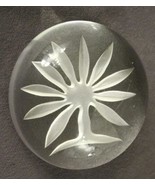 Vintage Studio Art Glass Flat Dome PAPERWEIGHT Deep Cut Floral Frosted 3... - £16.21 GBP
