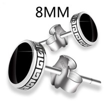 925 Sterling Silver 68Black Round Stud Earrings For Women Men Jewelry Accessorie - £9.32 GBP