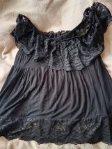 Torrid Super Soft Knits Black Lace Off Shoulder Blouse Shirt Women's Size 0 - $12.00