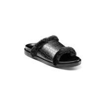Stacy Adams Monty Slide Sandal Crocodile Print Faux Fur Black 25560-001 - $55.99